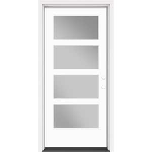 Performance Door System 36 in. x 80 in. VG 4-Lite Left-Hand Inswing Clear White Smooth Fiberglass Prehung Front Door