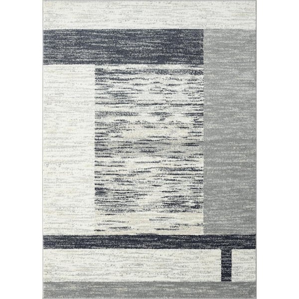LUXE WEAVERS Daphnes Collection Geometric Modern Farmhouse Grey 6 ft. x 9 ft. Polypropylene Area Rug