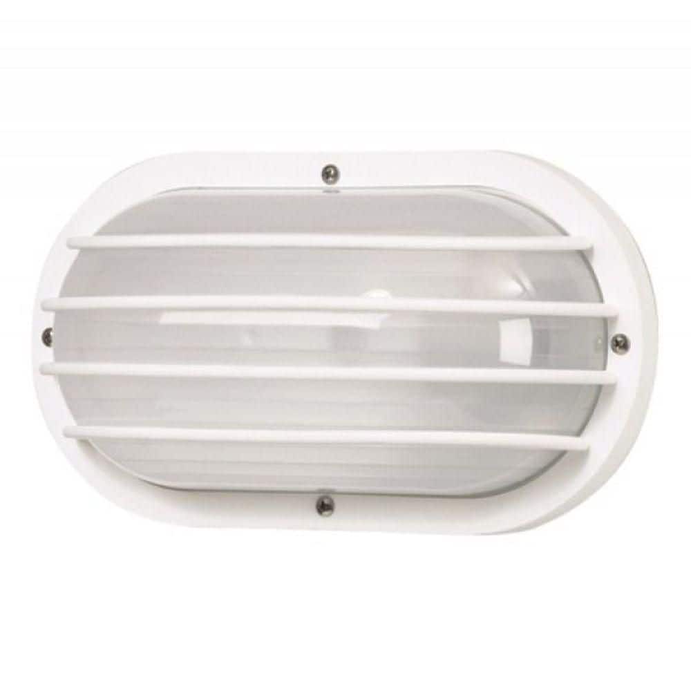 Nautical Oblong White Outdoor Hardwired Bulkhead Sconce with 4000K LED Bulb and Horizontal Diffuser Cage price history on PriceWatchPro