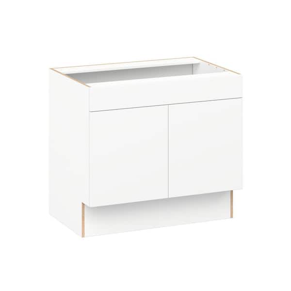 Timberline 36 in. W x 23 in. D x 32.5 in. H Assembled Slab Accessible ADA Sink Base Kitchen Cabinet in Bright White