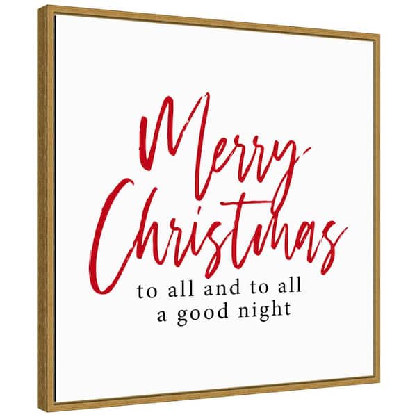Amanti Art 22 in. Canvas Merry Christmas to All Script Christmas Holiday Framed Box Wall Art