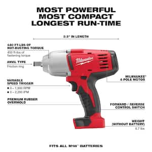 M18 18V Lithium-Ion Cordless 1/2 in. Impact Wrench W/ Friction Ring W/ (1) 5.0Ah Battery and Charger