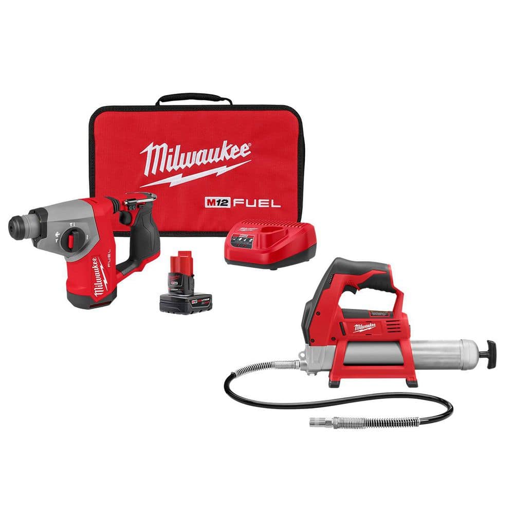 M12 FUEL 12V Lithium-Ion Brushless Cordless 5/8 in. SDS Plus Rotary Hammer Kit with One 4.0Ah Battery & M12 Grease Gun price history on PriceWatchPro