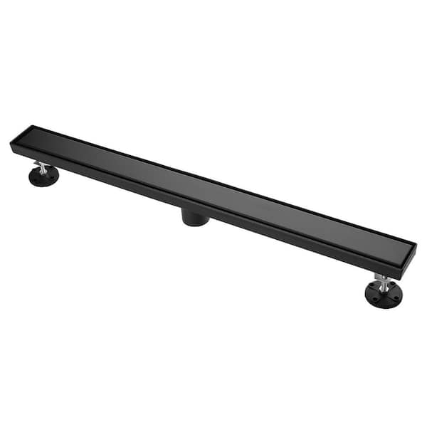 Satico 30 in. Linear Shower Drain with Leveling Feet in Matte Black