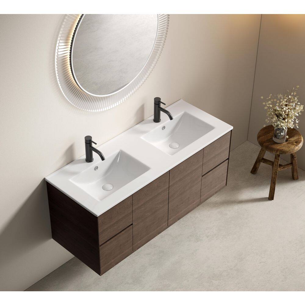 48 in. Undermount Rectangular Double Bathroom Sink with Overflow Drain in White Ceramic price history on PriceWatchPro