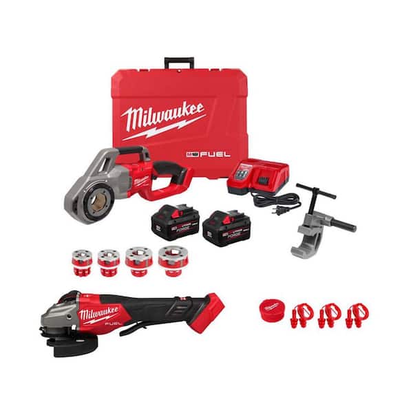 M18 FUEL One Key Cordless Brushless Pipe Threader Kit with M18 FUEL 4-1/2 in. / 6 in. Braking Grinder with Paddle Switch