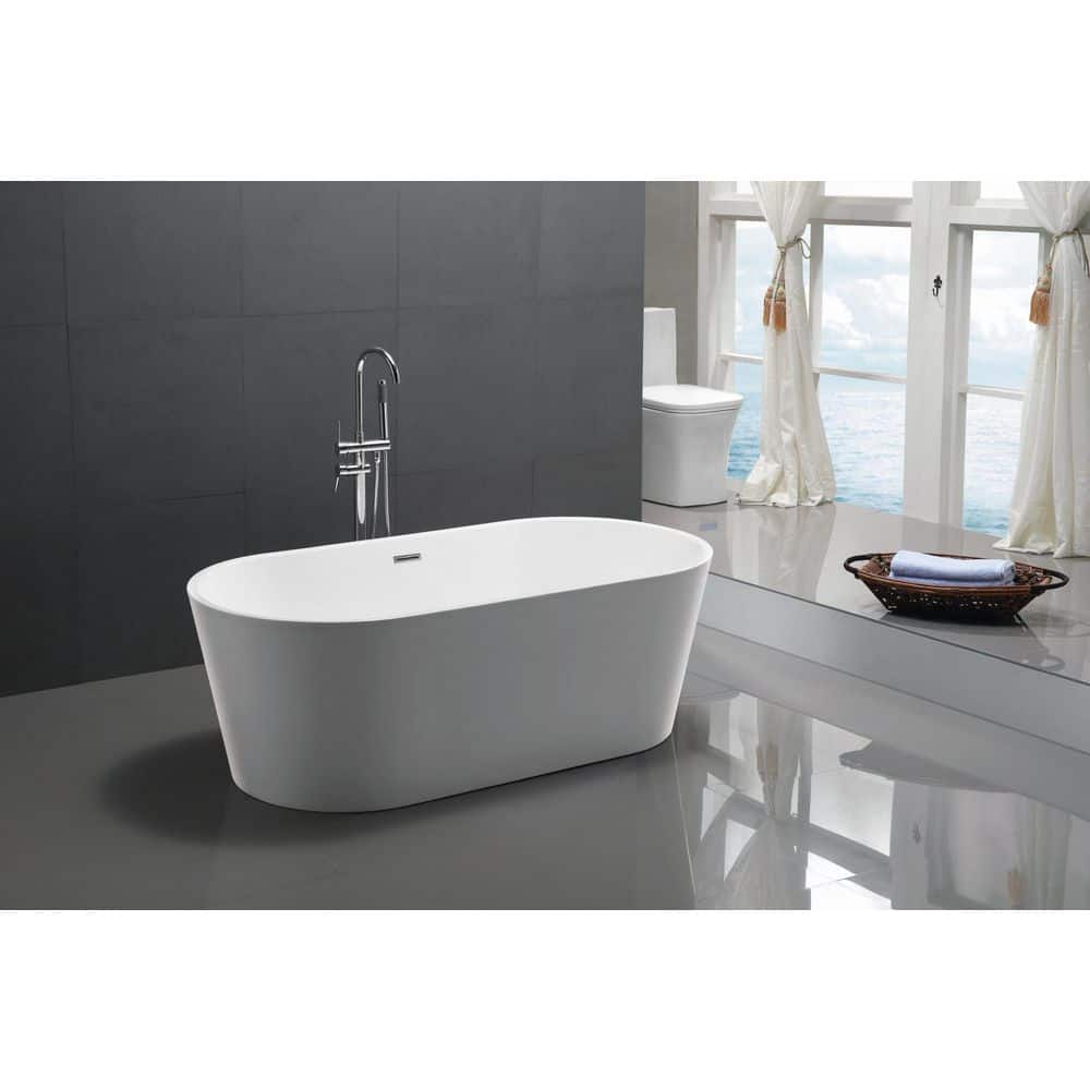 HD Series 67 in. x 32 in. Flat Bottom Acrylic Freestanding Soaking Bathtub 