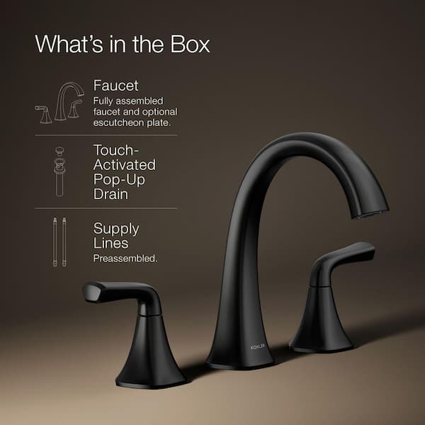 KOHLER Sundae 8 in. Widespread Double Handles Bathroom Faucet in