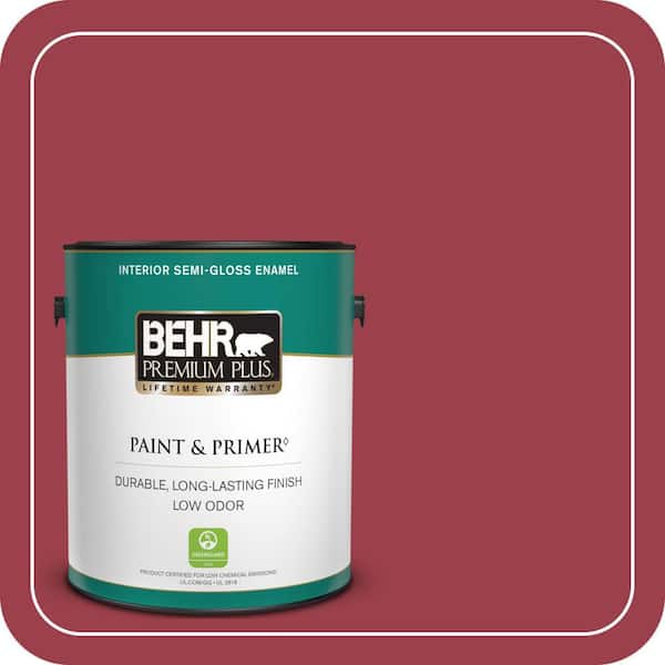 BEHR PREMIUM PLUS 1 gal. Home Decorators Collection #HDC-CL-01 Timeless Ruby Semi-Gloss Enamel Low Odor Interior Paint & Primer