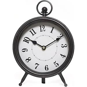 Vintage Black Table Clock on Stand, Decorative Desk and Shelf Clock Non-Ticking, Black