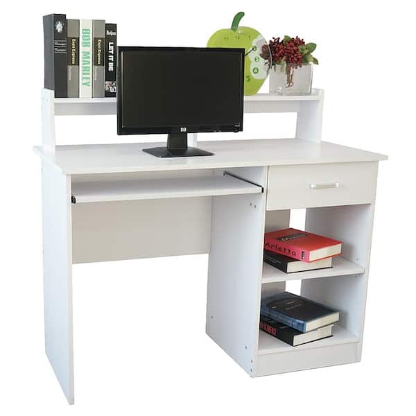 Computer Desk PC Laptop Table w/ Drawer and Shelf Home Office Furniture White 