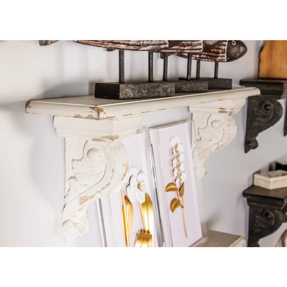 Modern White and Medium Wood 3-Tier Floating Wall Shelf