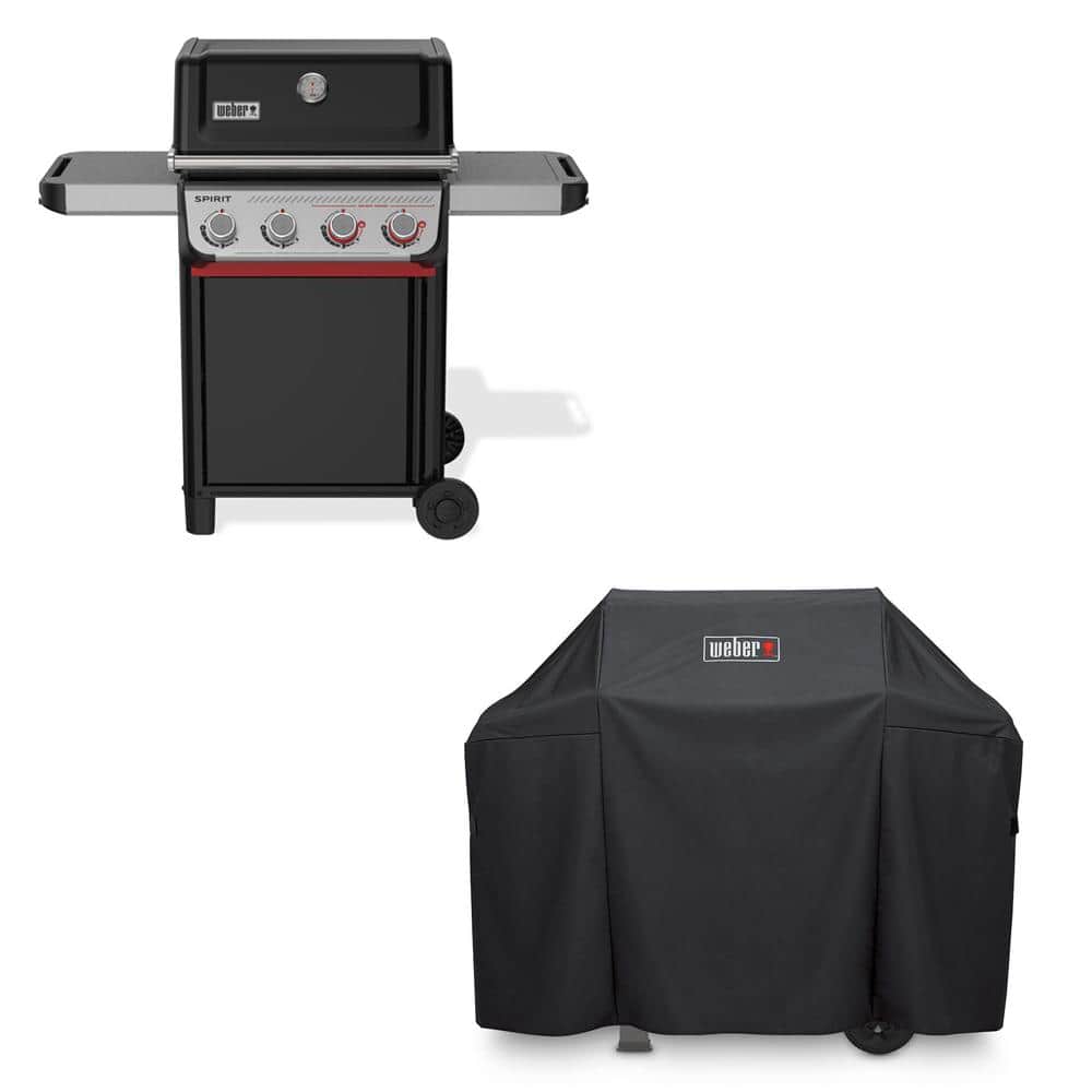 Weber Spirit SB-E-425 4-Burner Liquid Propane Gas Grill in Black with Sear Zone, Weber Works Compatibility, and Grill Cover 1501600 - The Home Depot