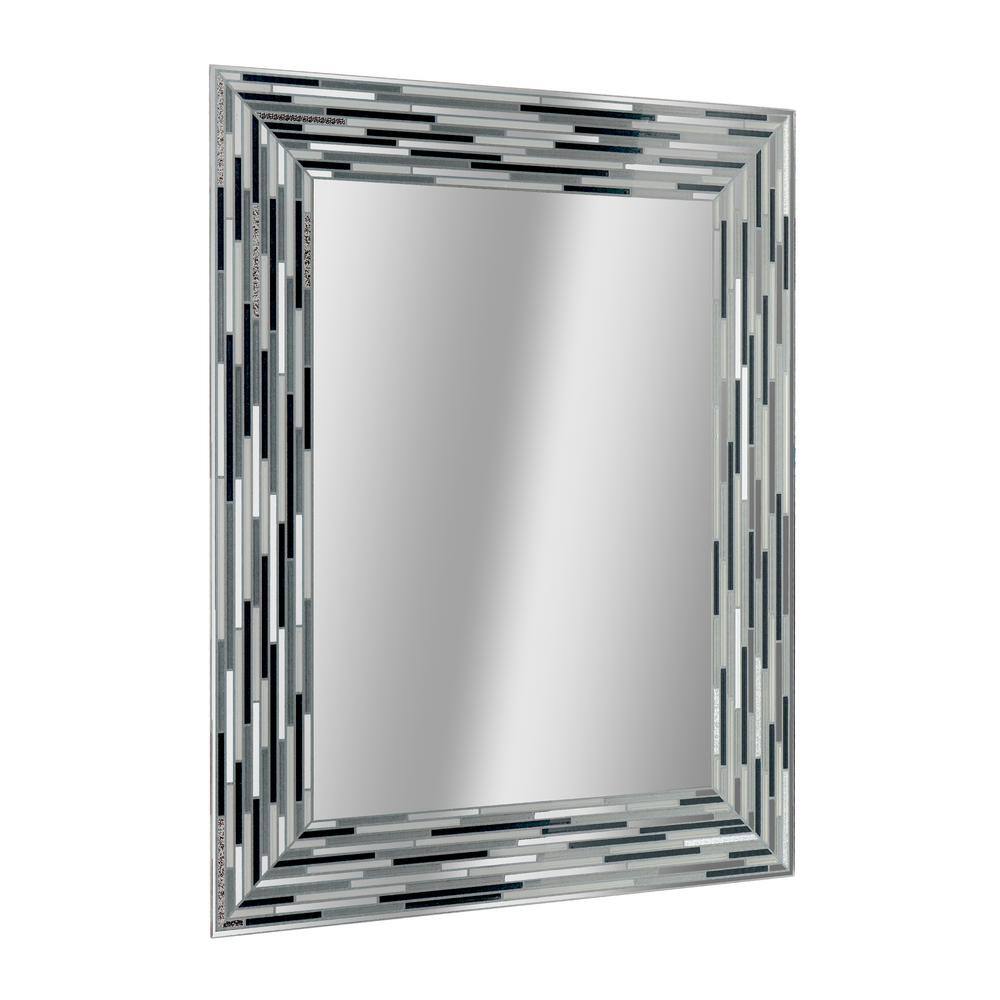 Deco Mirror 30 in. L x 24 in. W Reeded Charcoal Tiles Wall Mirror 1220 ...