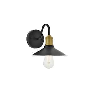 Timeless Home Ellen 8.7 in. W x 7.7 in. H 1-Light Brass and Black Wall Sconce