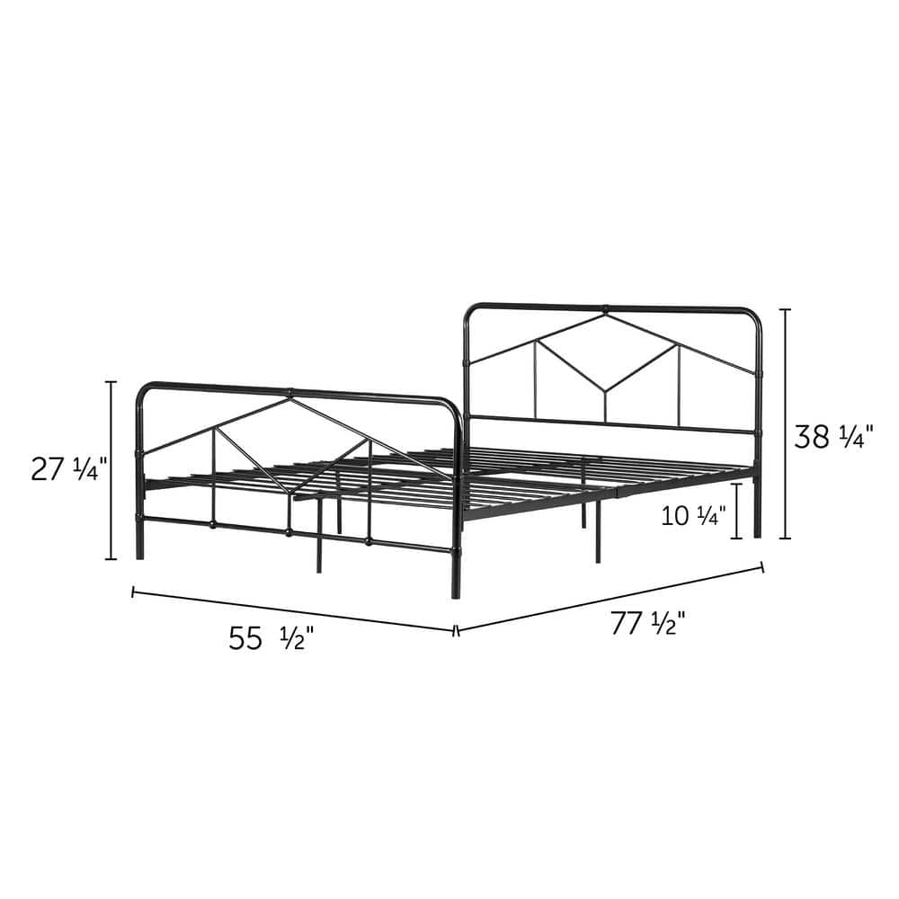 Sazena Full Matte Black Geometric Metal Platform Bed