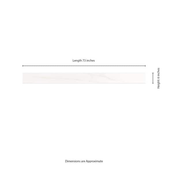 Calacatta Nowy White Single Beveled 6 in. x 73 in. Polished Marble Floor and Wall Tile (6.08 linear ft.) Calacatta Nowy White Single Beveled 6 in. x 73 in. Polished Marble Floor and Wall Tile (6.08 linear ft.)