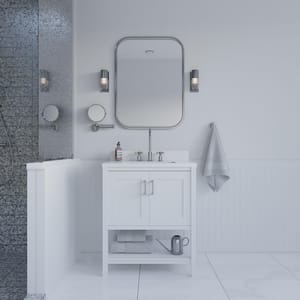 Waldorf 30 in. W x 21 in. D x 34 in. H Bath Vanity in White with Pure White Quartz Top and Single Sink Ceramic Basin