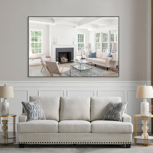 Black 72.00 in. W x 48.00 in. H Modern Rectangle Aluminium Framed Wall Mirror