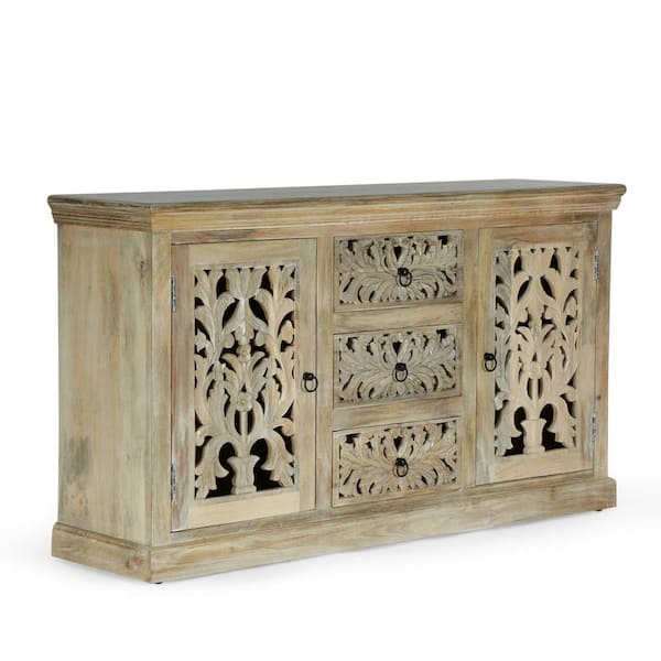 Noble House Zoar Antique White Sideboard with 3-Drawers