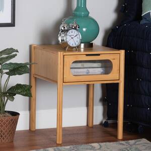 Naresh 1-Drawer Natural Brown Nightstand End Table (19.7 in. H x 15.7 in. W x 15.7 in. D)