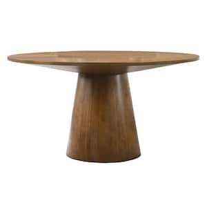Terra Walnut Wood 59 in. W Pedestal Dining Table (Seats 6)