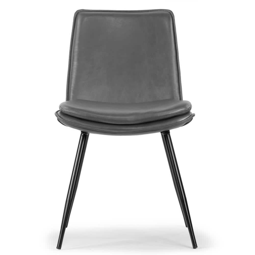 Avalon Gray Faux Leather Upholstered Side Chair with Metal Legs