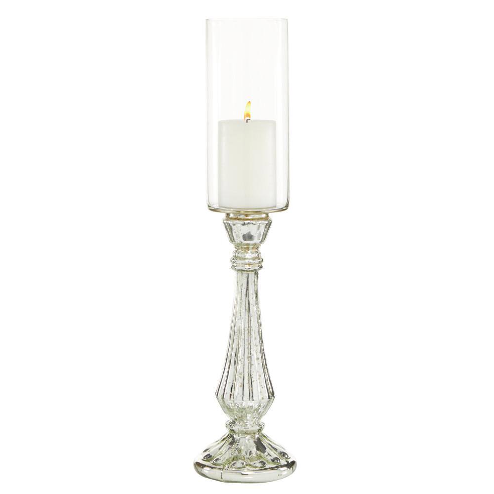 Elegant Silver Glass 21" Handmade Hurricane Candle Lantern