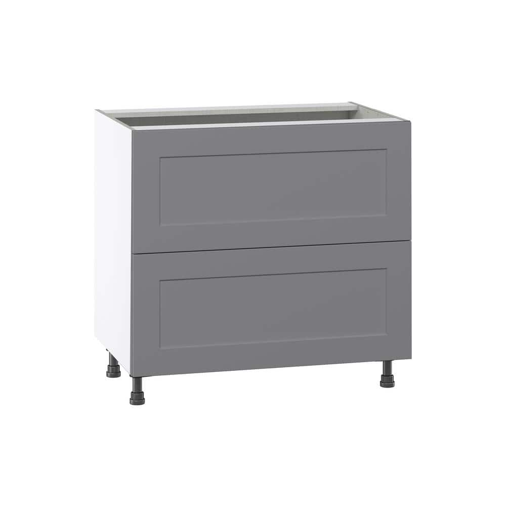 J COLLECTION Bristol Painted Gray Shaker Assembled Base Kitchen Cabinet ...