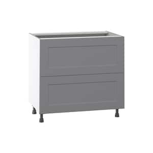 Bristol Painted Gray Shaker Assembled Base Kitchen Cabinet for Top 2 Draws (36 in. W x 34.5 in. H x 24 in. D)