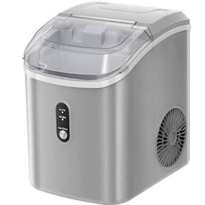 8.5 in. 33 lbs. Portable Nugget Ice Maker with Handle and Soft Chewable Ice in Grey