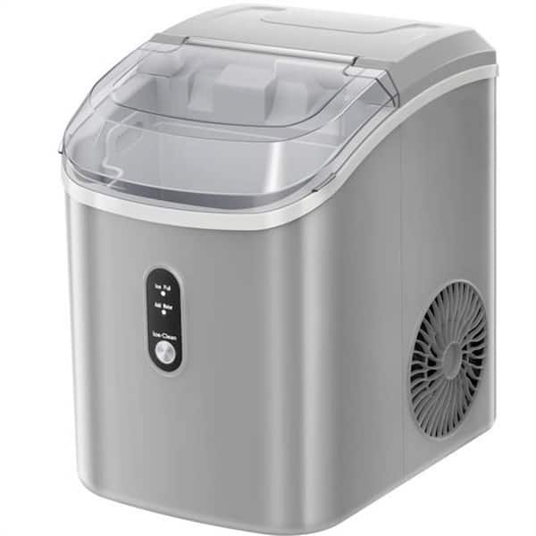 COWSAR 8.5 in. 33 lbs. Portable Nugget Ice Maker with Handle and Soft Chewable Ice in Grey