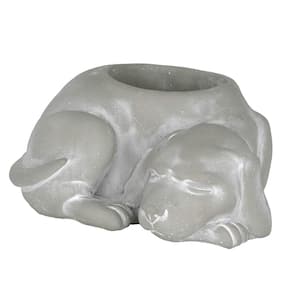 Small Natural Cement Sleeping Dog Planter