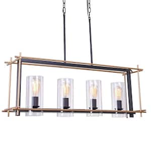 Parry 8 in. 4-Light Indoor Gold and Black Island Chandelier with Light Kit