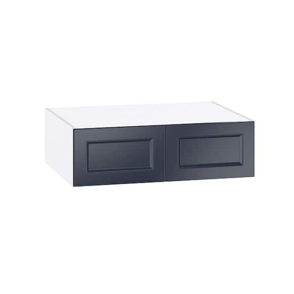 J Collection Devon 33 in. W x 24 in. D x 34.5 in. H Painted Blue Shaker Assembled Sink Base Kitchen Cabinet