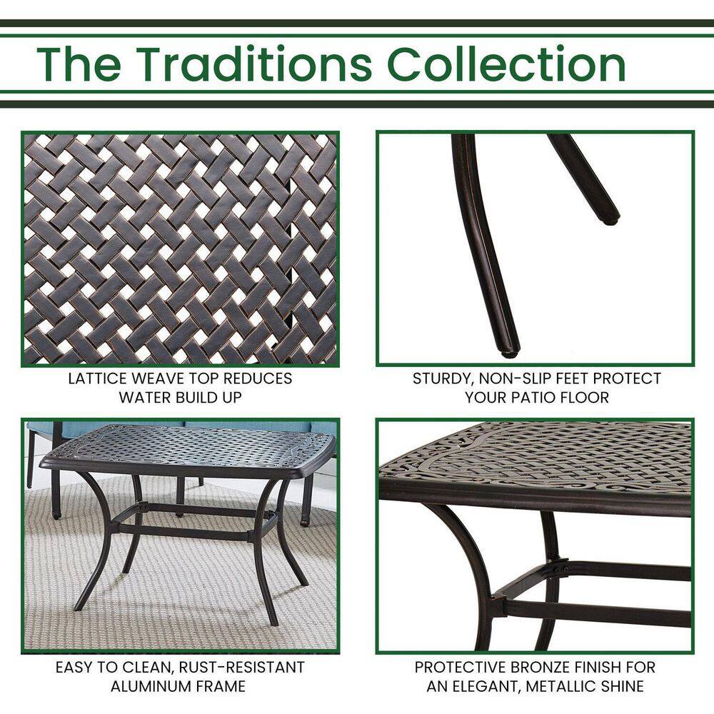 Traditions 32" x 38" Ornate Lattice Bronze Cast Aluminum Coffee Table