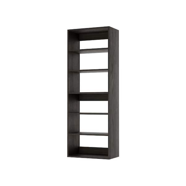 Vista Collection 24 in. W Gray Closet Kit-Shelf Closet Tower Wall Mounted 6-Shelf Wood Closet System