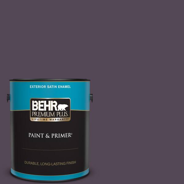BEHR PREMIUM PLUS 1 gal. #ECC-17-3 Napa Harvest Satin Enamel Exterior Paint & Primer