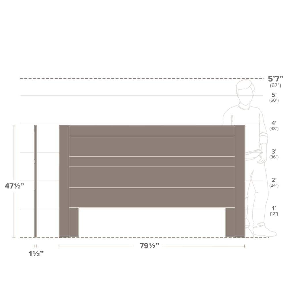 King Whitewash Rustic Wood Panel Headboard