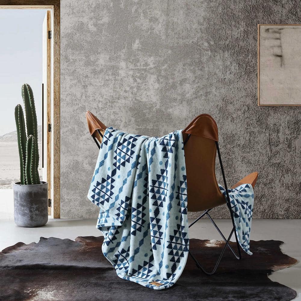 Full Blue and White Reversible Fleece Blanket
