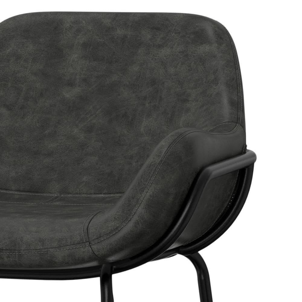 Mira Distressed Slate Grey Faux Leather Bar Stool with Metal Frame