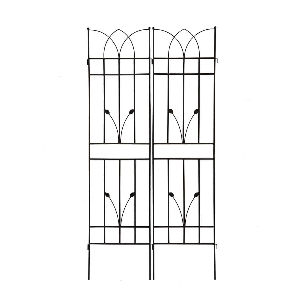 71 in. Metal Garden Trellis for Climbing Plants Outdoor Flower Support in Black (Set of 2 price history on PriceWatchPro