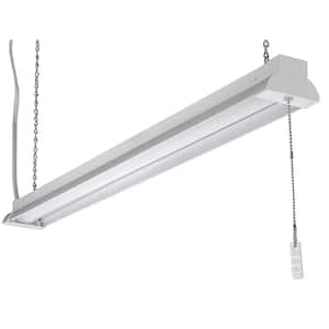 40 in. 50-Watt Equivalent Plug-In Integrated LED White Shop Light with Pull Chain 4000K Bright White 2800 Lumens