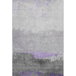 Mayfield Premium Machine Washable Abstract AMF1885 Purple 3 ft. x 4 ft. Area Rug