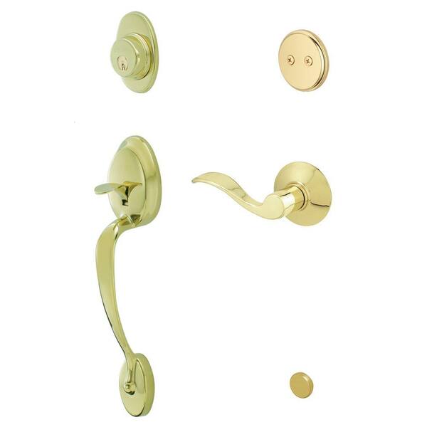 Schlage Plymouth Bright Brass Right Handed Accent Lever Dummy Door Handleset