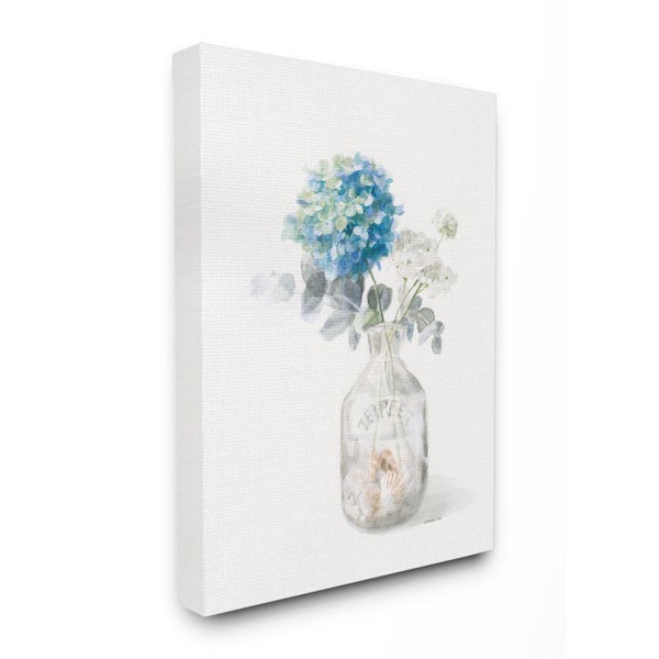 Stupell Industries 16 in. x 20 in. "Flower Jar Beach Still Life Blue Painting" by Danhui Nai Canvas Wall Art
