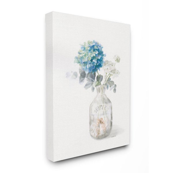 Stupell Industries 36 in. x 48 in. "Flower Jar Beach Still Life Blue Painting" by Danhui Nai Canvas Wall Art