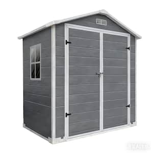 Lofka 6 x 4 ft. Gray Resin Storage Shed-Outdoor Plastic Shed with