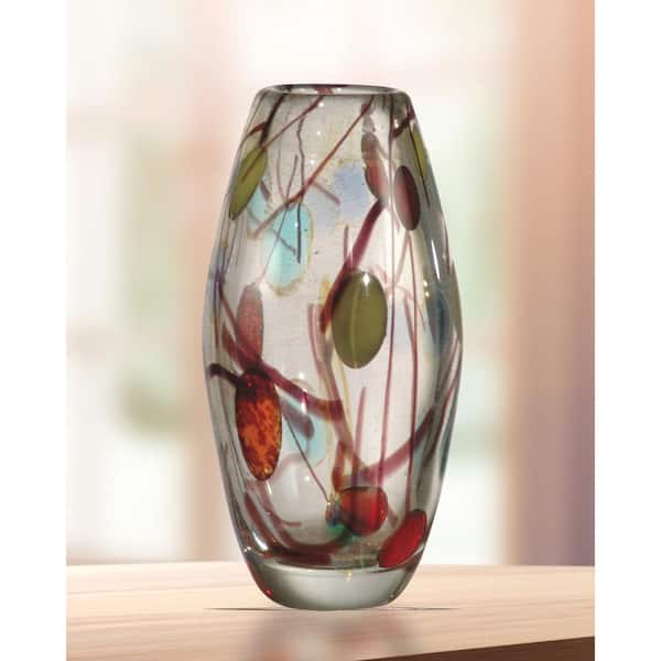 Dale Tiffany 9.25 in. Multi-Colored Lesley Hand Blown Art Glass Vase