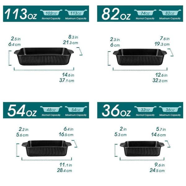 vancasso 4-Piece Black Rectangular Stoneware Baking Dish Set with